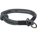 Rundes, halb einziehbares Soft Rope-Halsband, schwarz/grau, L: 50 cm/ 10 mm